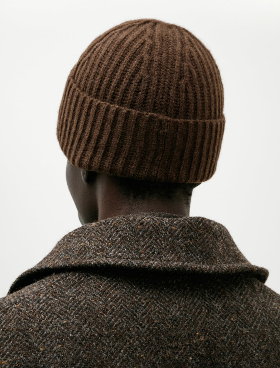 Knit Hat Undyed Yak Wool Dark Brown - Image 3