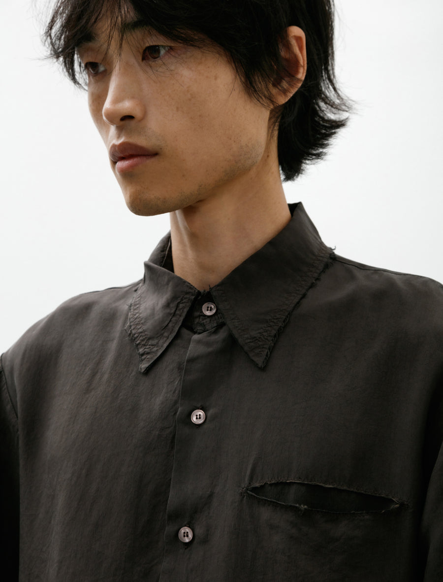 No. 157 Double Cupro Pocket Shirt Brown - Image 8