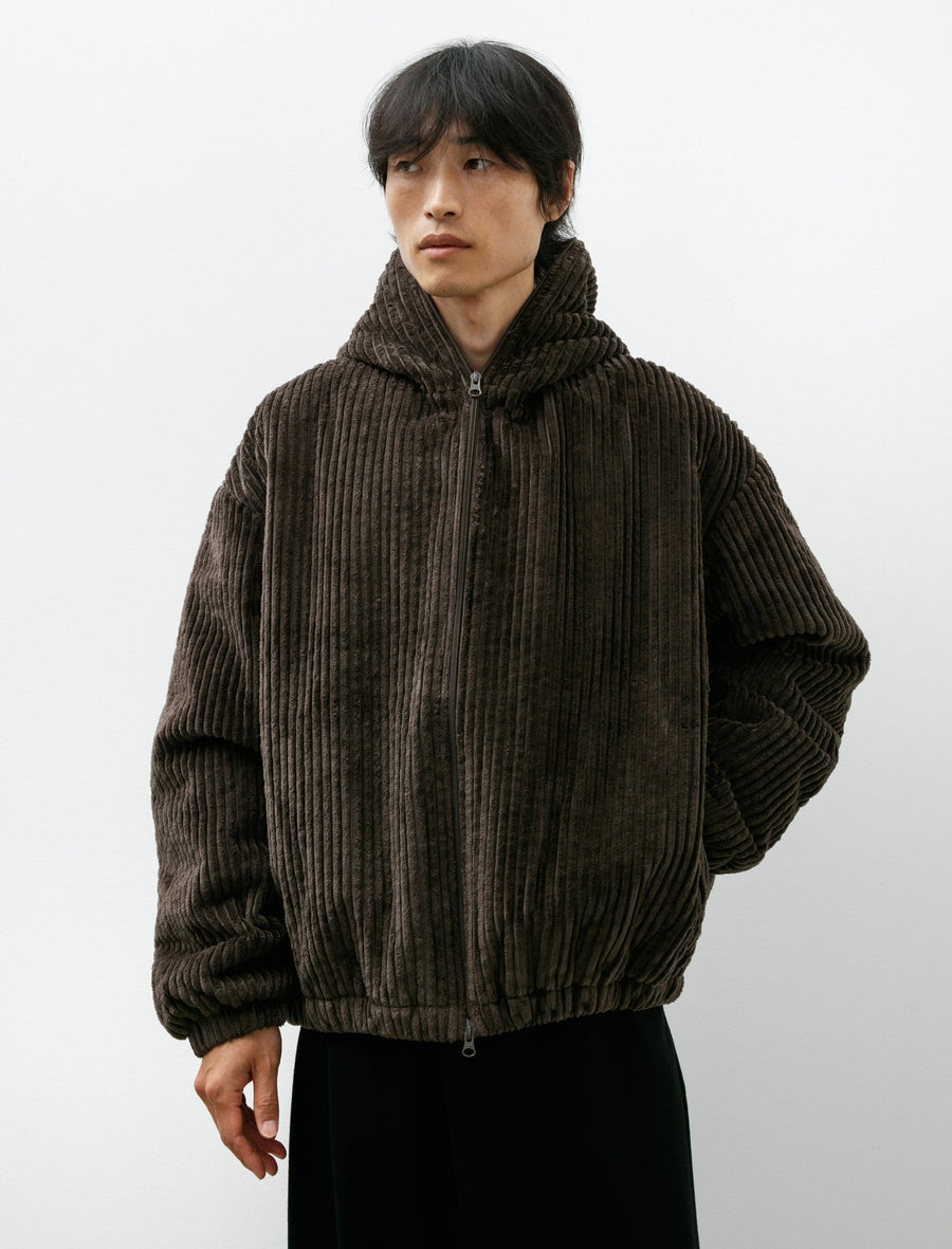 No. 216 Corduroy Puffer Zipper Jacket Brown - Image 4