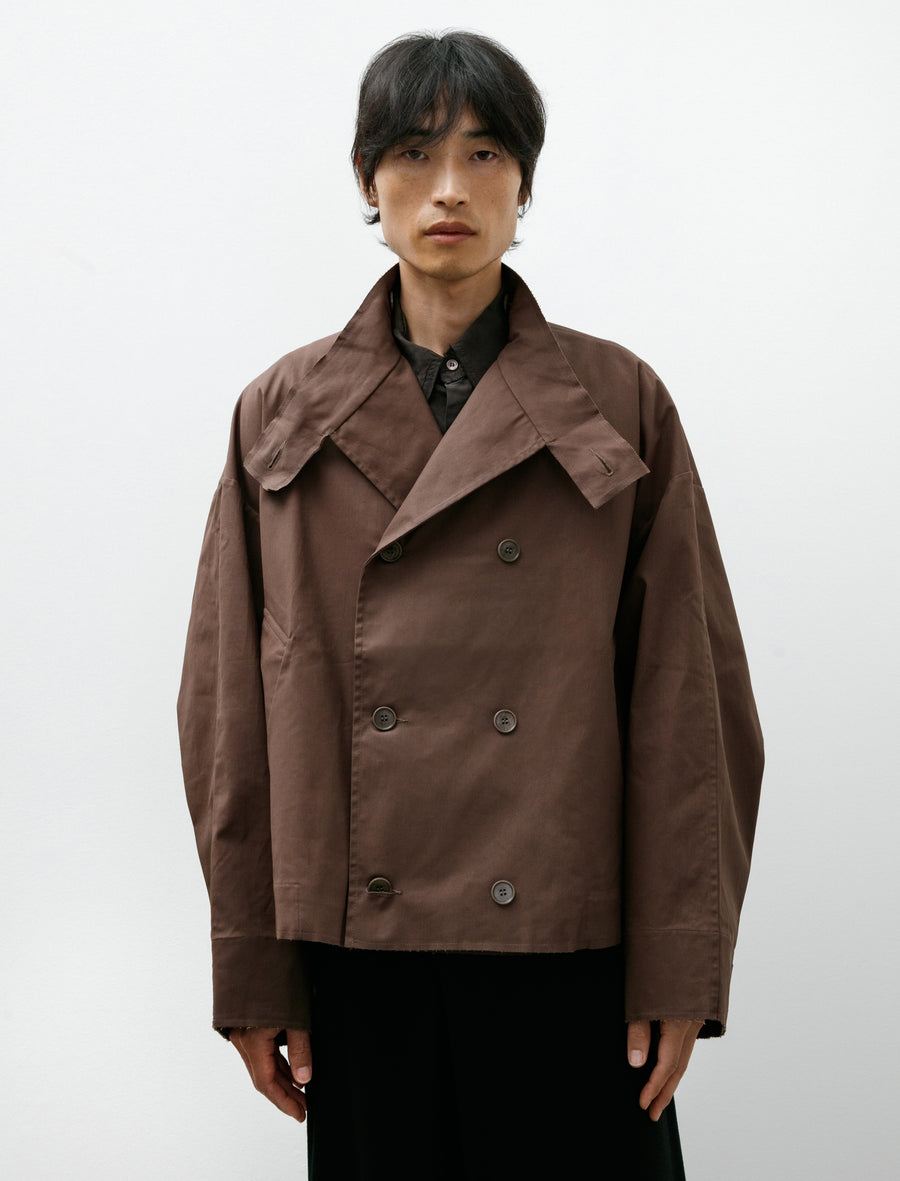 No. 286 Cropped Oversized Jacket Brown Coated Cotton - Image 1