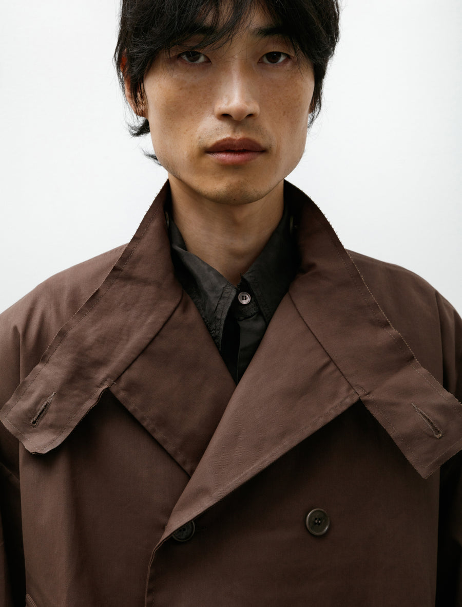 No. 286 Cropped Oversized Jacket Brown Coated Cotton - Image 5