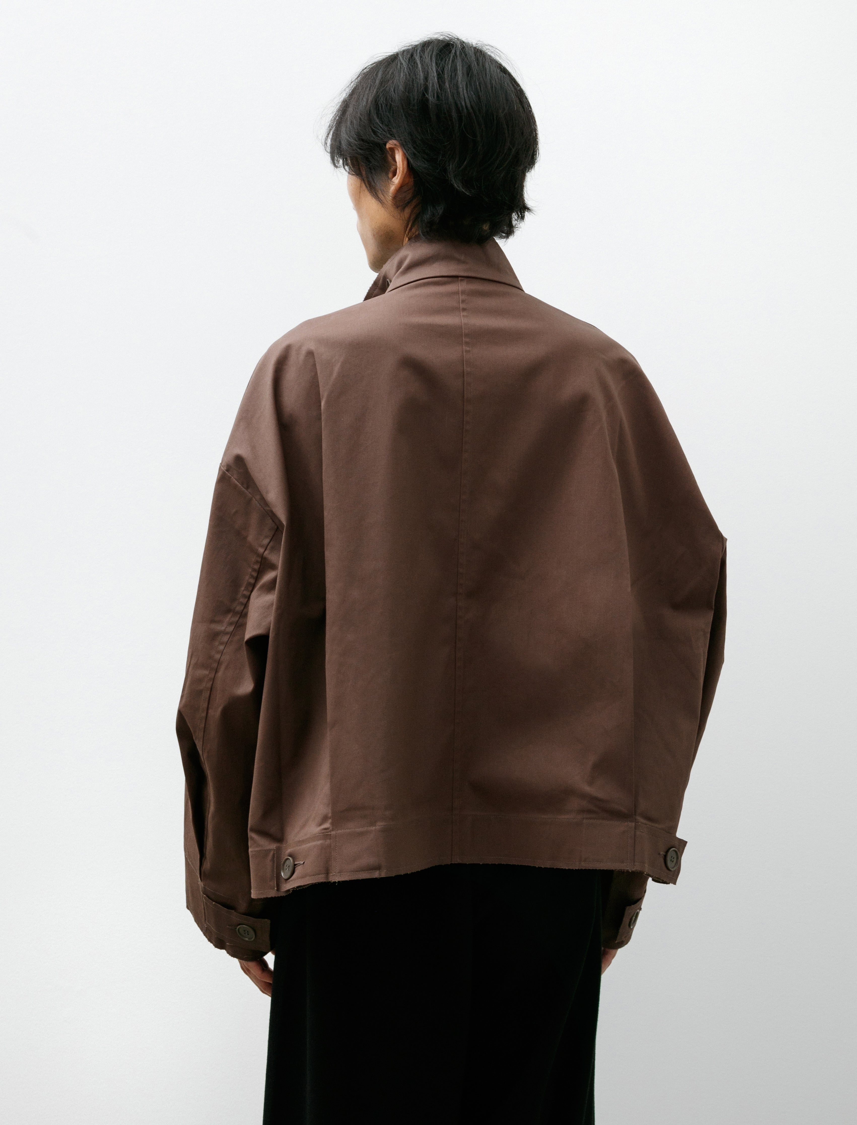 Gabriela Coll Garments No. 286 Cropped Oversized Jacket Brown Coated Cotton