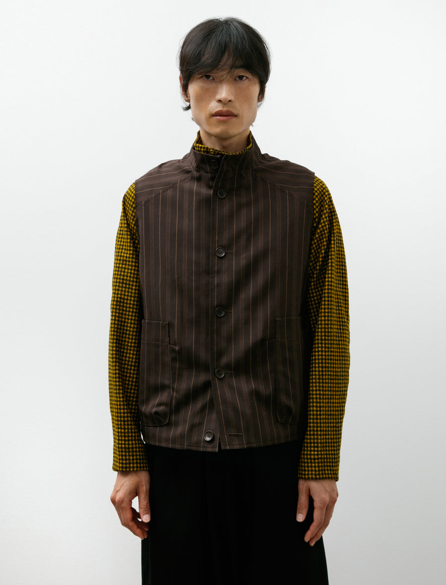 News From Home Brown Striped Worsted Suiting - Image 1