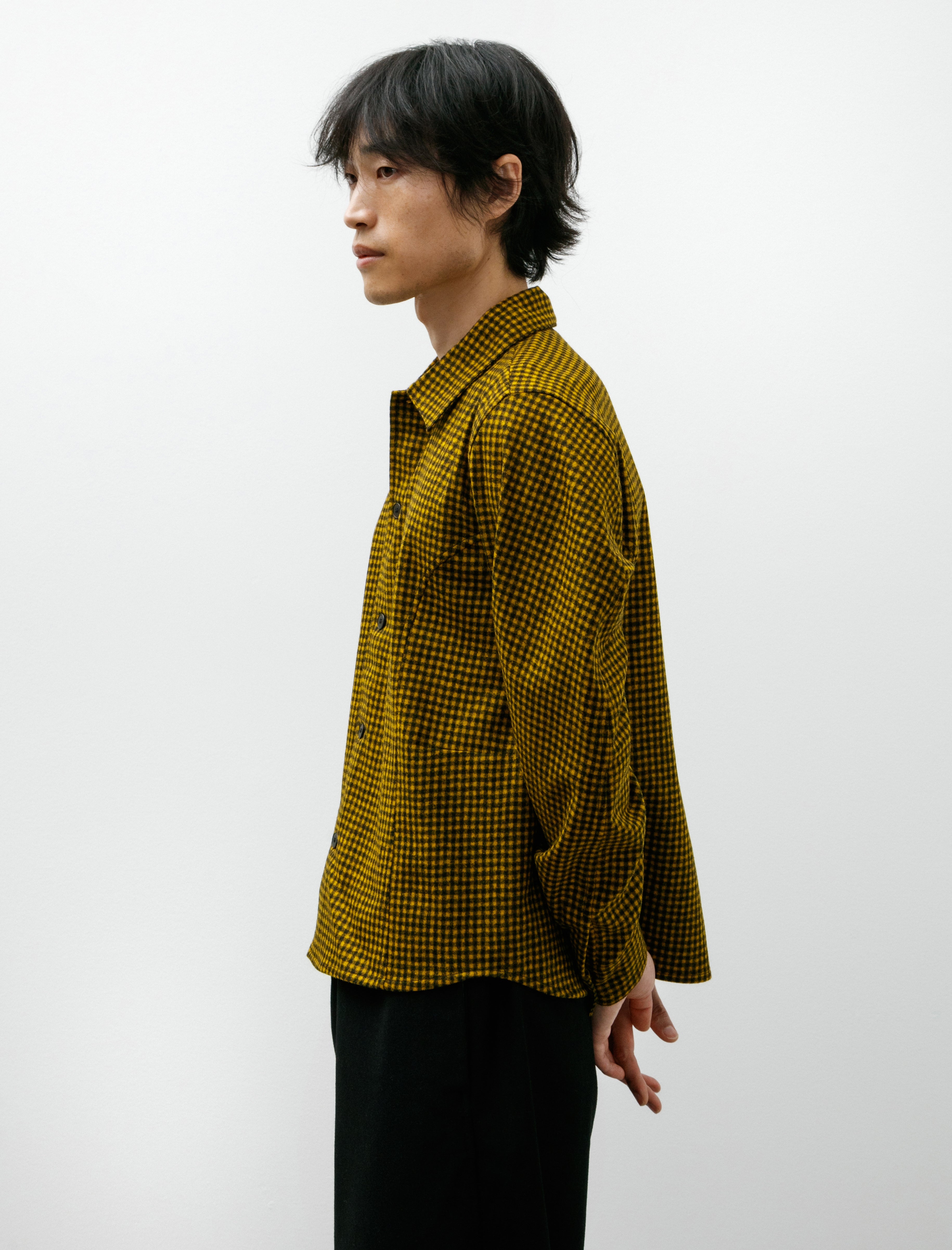 Unkruid Corset Shirt Black Yellow Checked Fine Loden