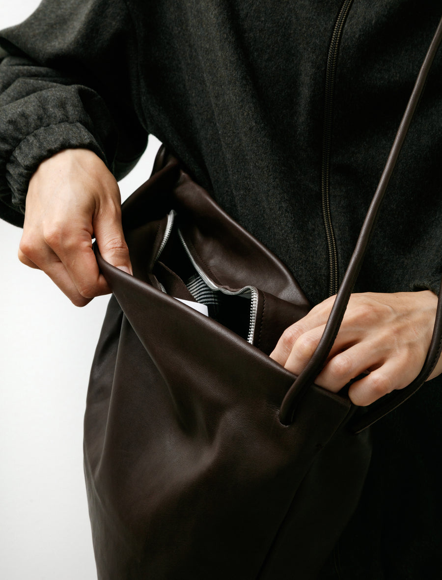 No. 131 Gathered Crossed Bag Brown - Image 3