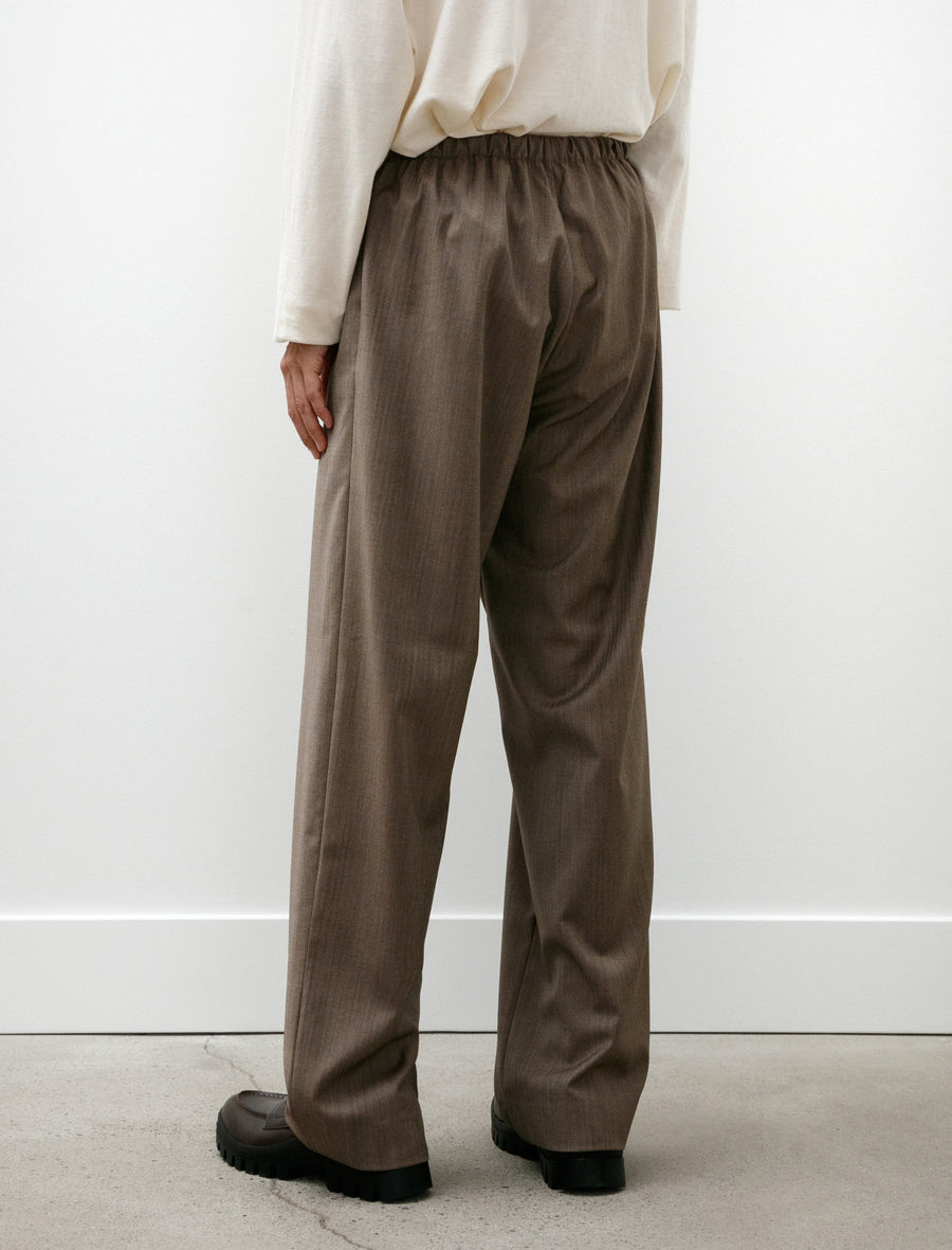 No. 288 Fine Wool Drawstring Trousers Brown Herringbone - Image 5