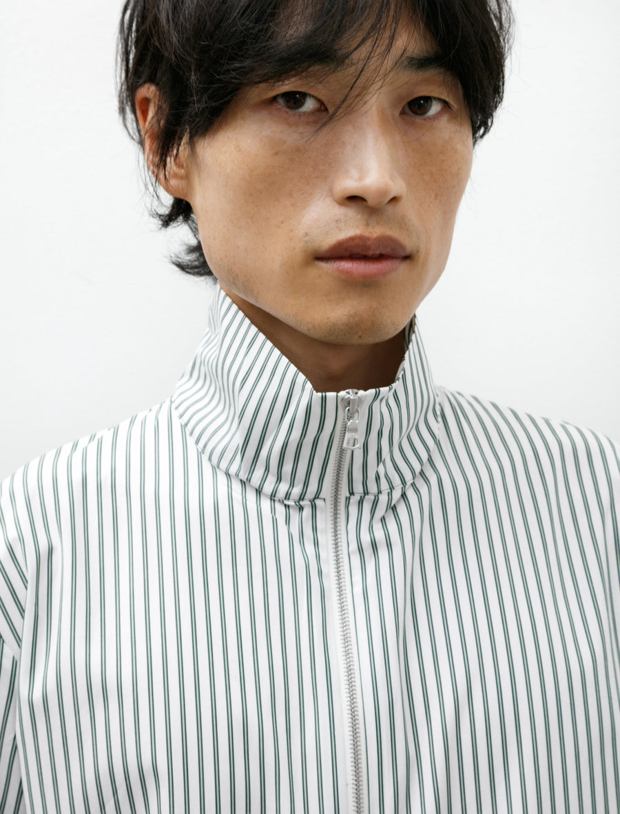 No. 323 Poplin Zipper Shirt Striped Green - Image 5