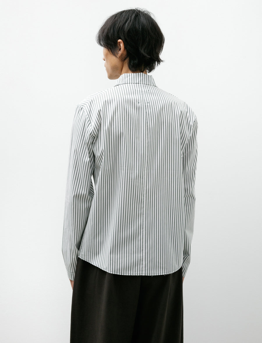 No. 323 Poplin Zipper Shirt Striped Green - Image 2