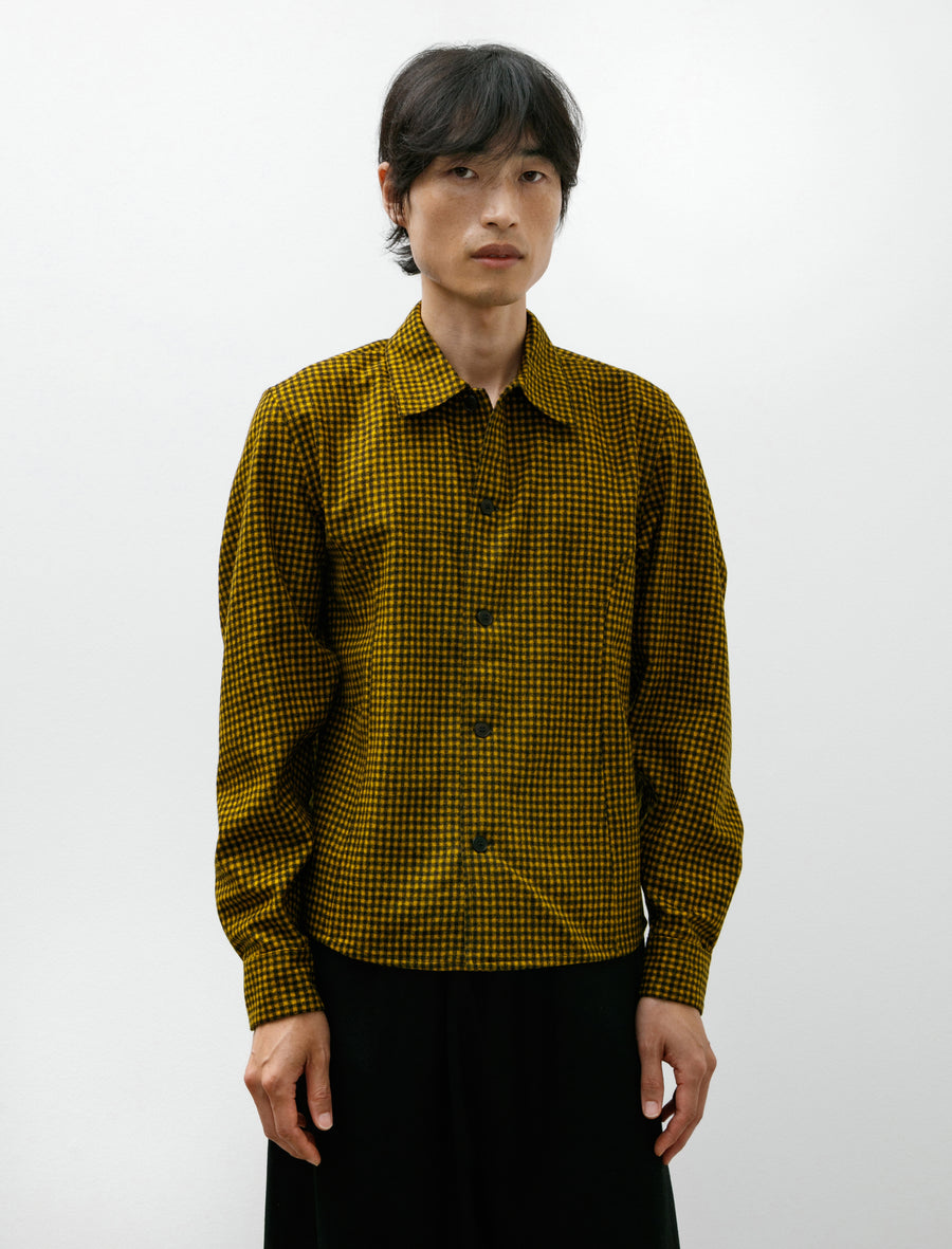 Corset Shirt Black Yellow Checked Fine Loden - Image 1