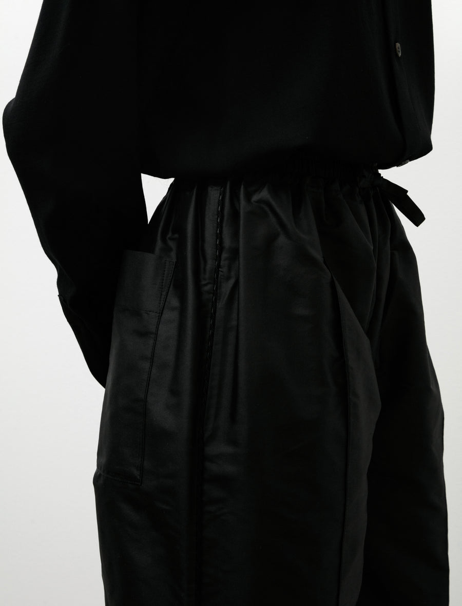 Silk Dupion Luna Trousers with Trim Black - Image 7