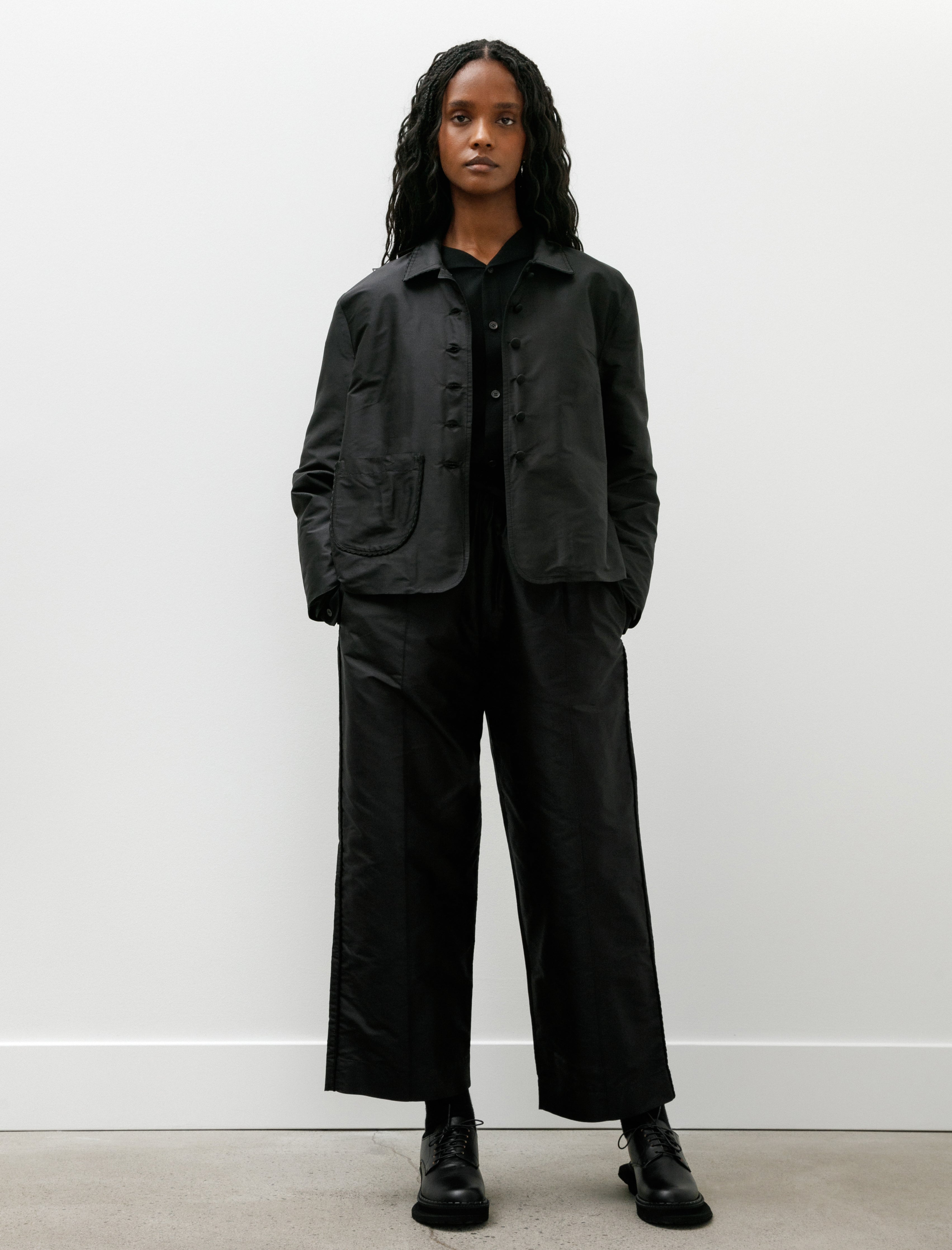 Cawley Silk Dupion Lillie Jacket with Trim Black