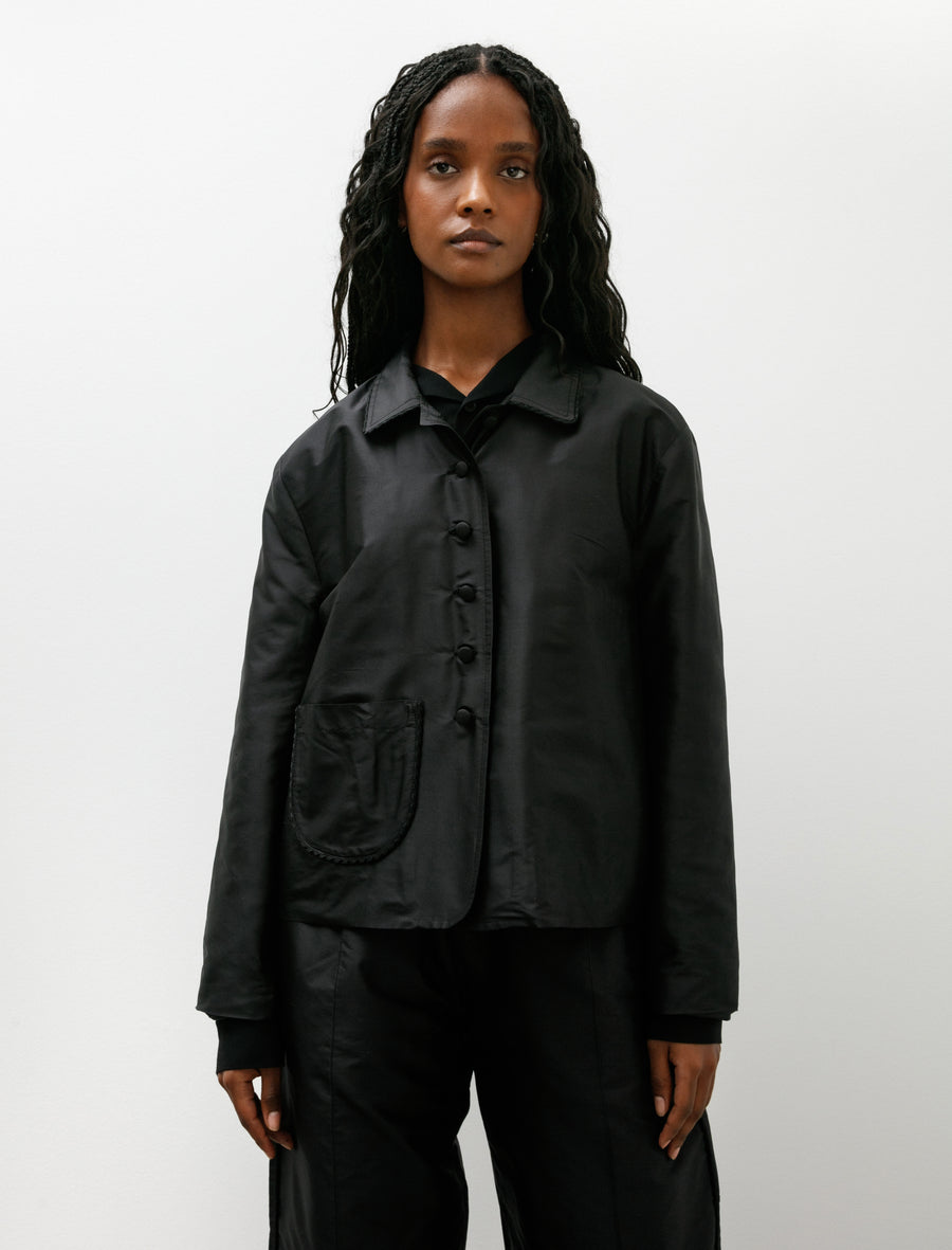 Silk Dupion Lillie Jacket with Trim Black - Image 3