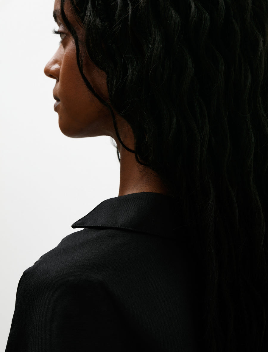 Drape Neck Shirt Wool Black - Image 2