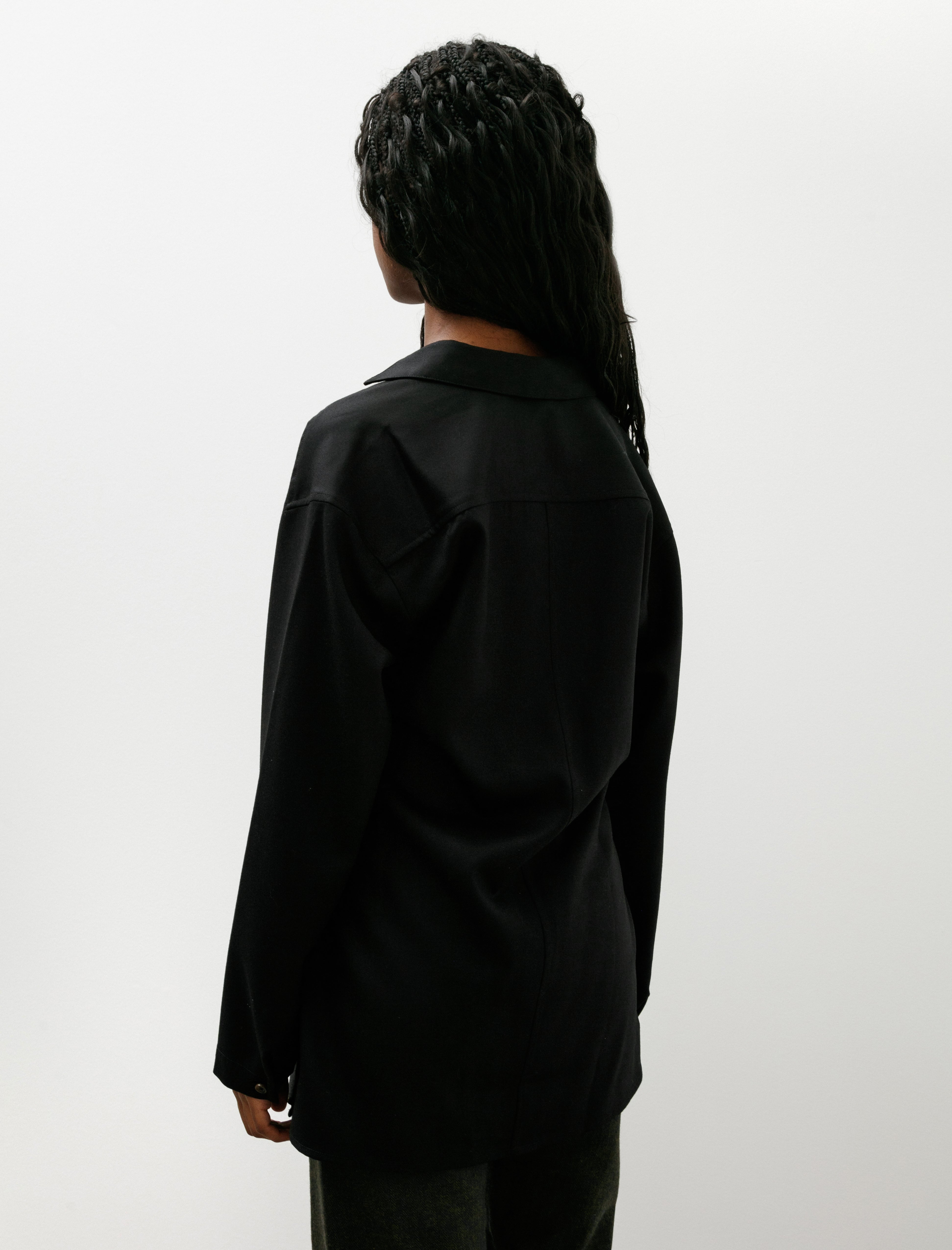 Wanze Drape Neck Shirt Wool Black
