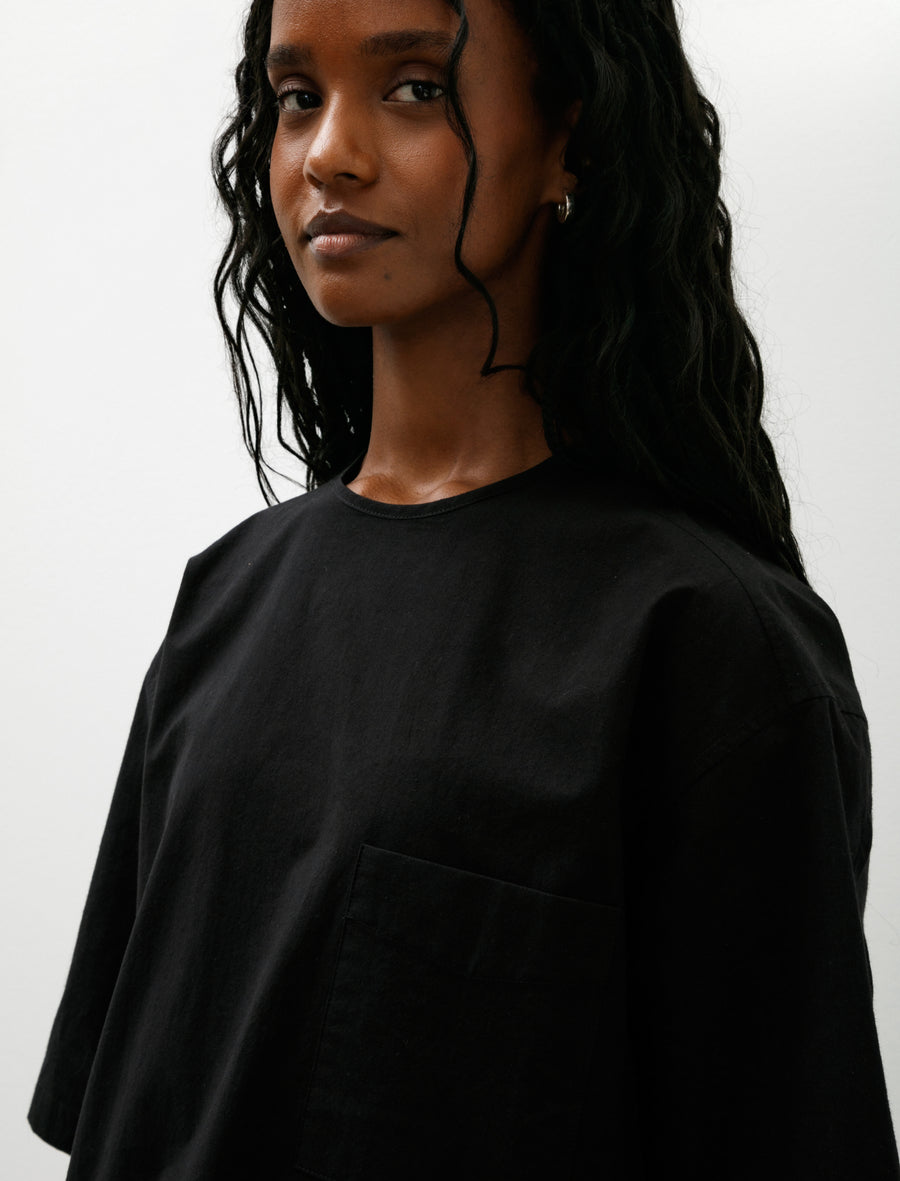 Gathered T-Shirt Typewriter Cotton Black - Image 2