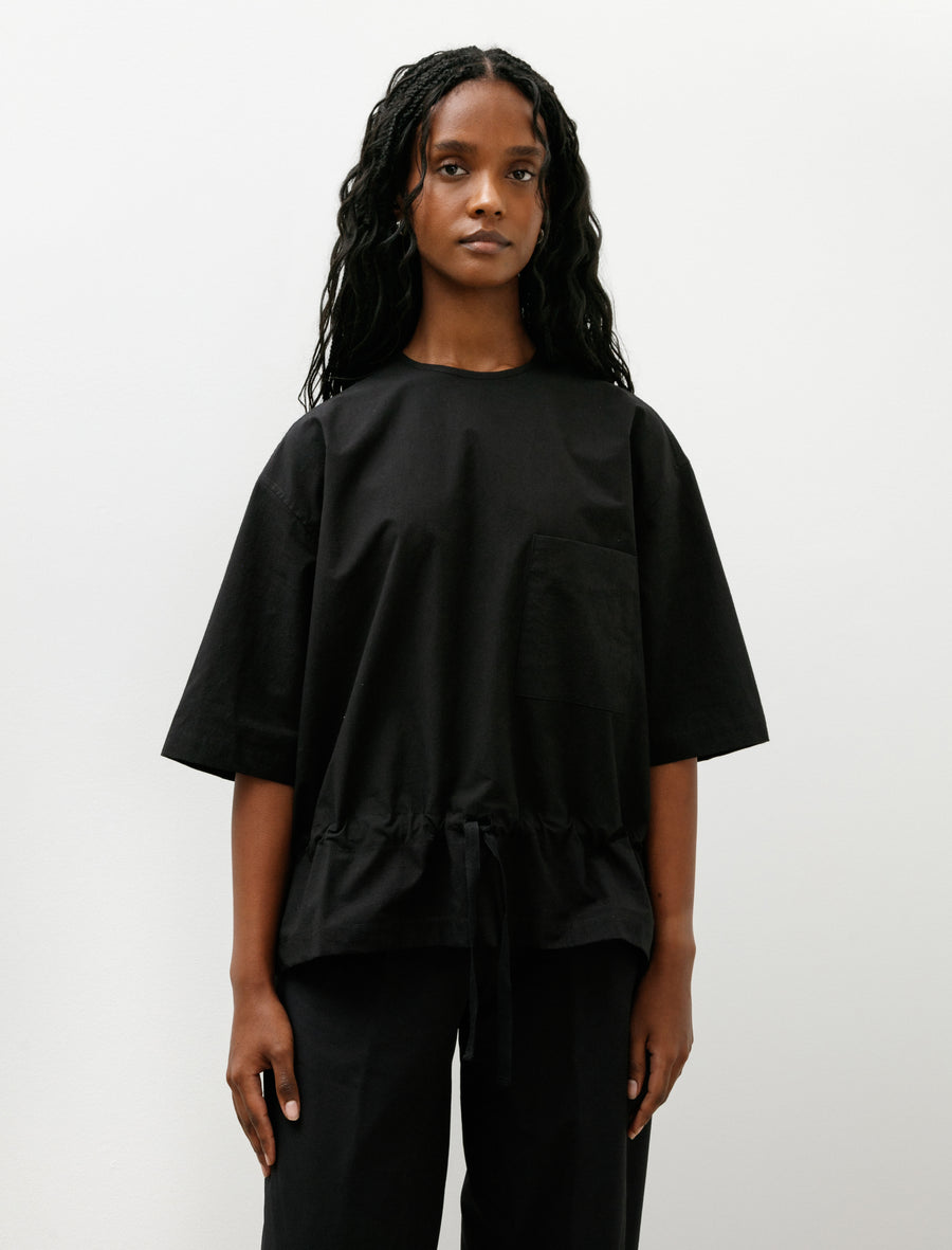 Gathered T-Shirt Typewriter Cotton Black - Image 3