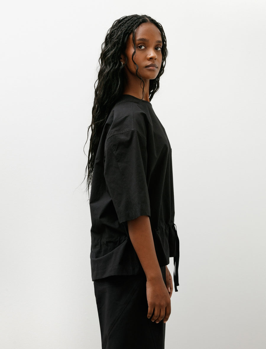 Gathered T-Shirt Typewriter Cotton Black - Image 4