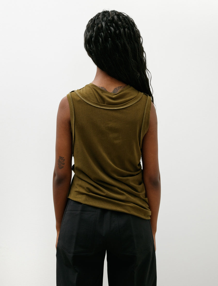 Double Layered Tank Merino Wool Olive - Image 4