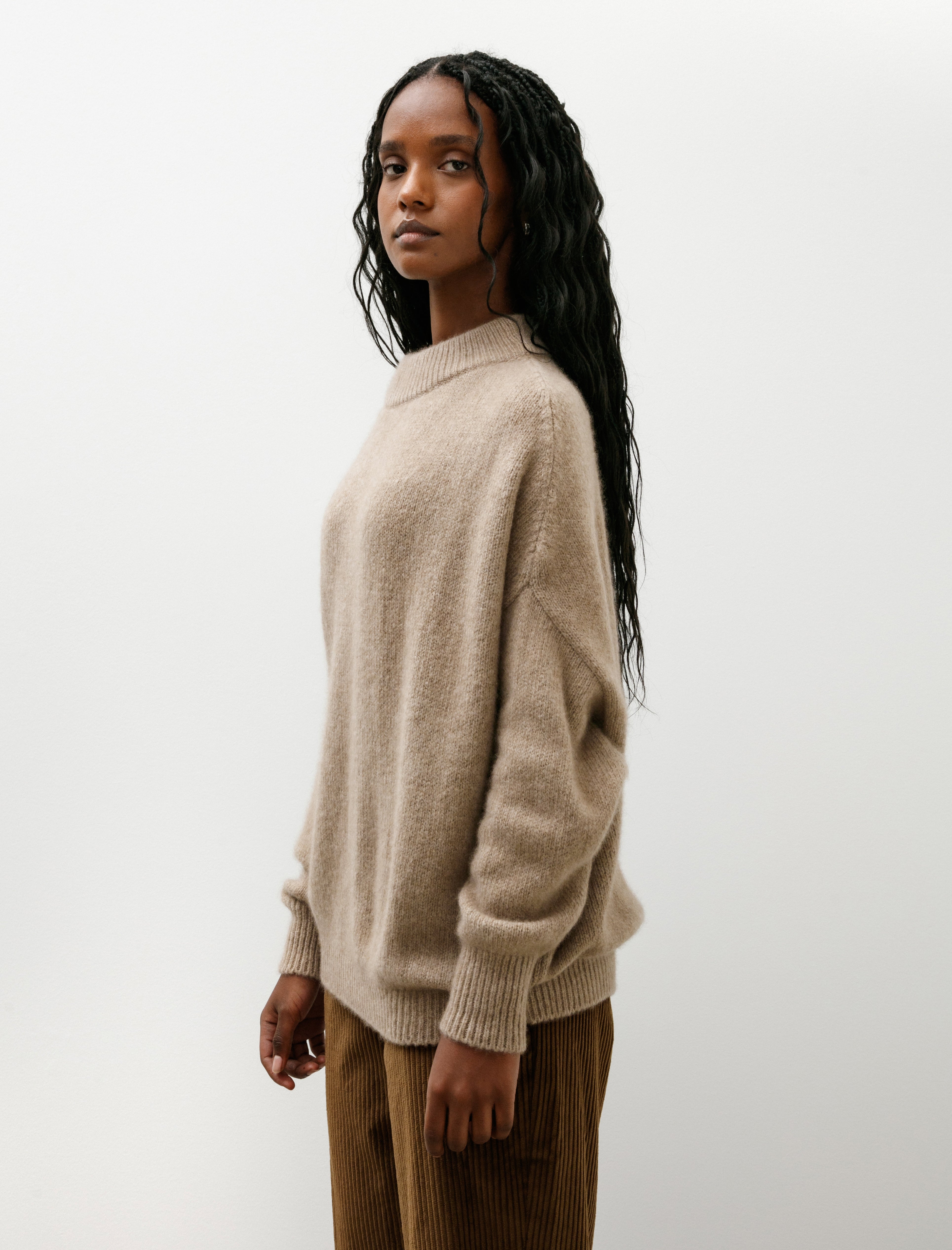 Dušan Crewneck Kimono Sleeve Sweater Desert