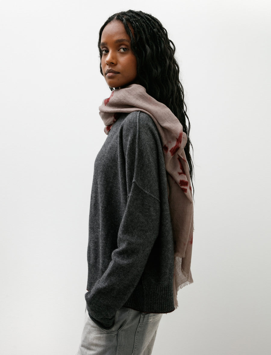 Hand Woven Baby Wool Shawl Madara Shibori Dark Purple Coffee - Image 3