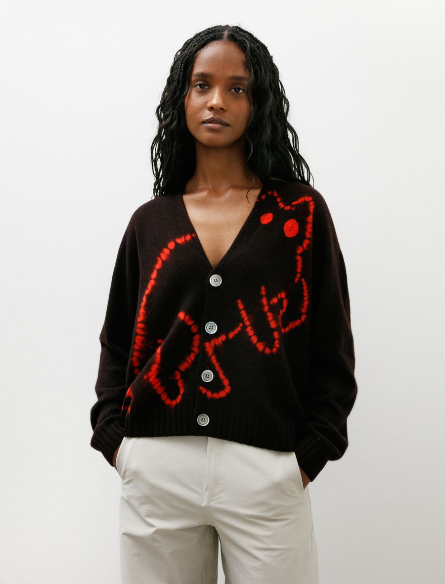 Cashmere Seamless Short Cardigan Black Red - Image 1