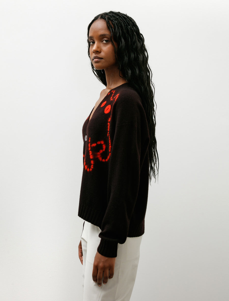 Cashmere Seamless Short Cardigan Black Red - Image 3