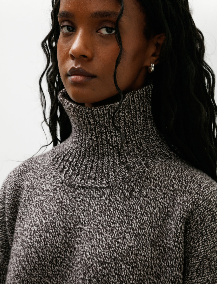 Caragh Chunky Crop High Neck Dark Brown Marle - Image 2