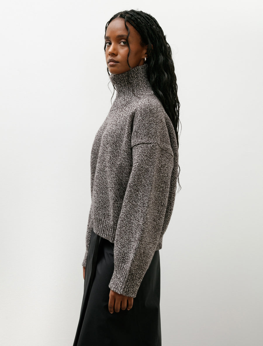 Caragh Chunky Crop High Neck Dark Brown Marle - Image 3