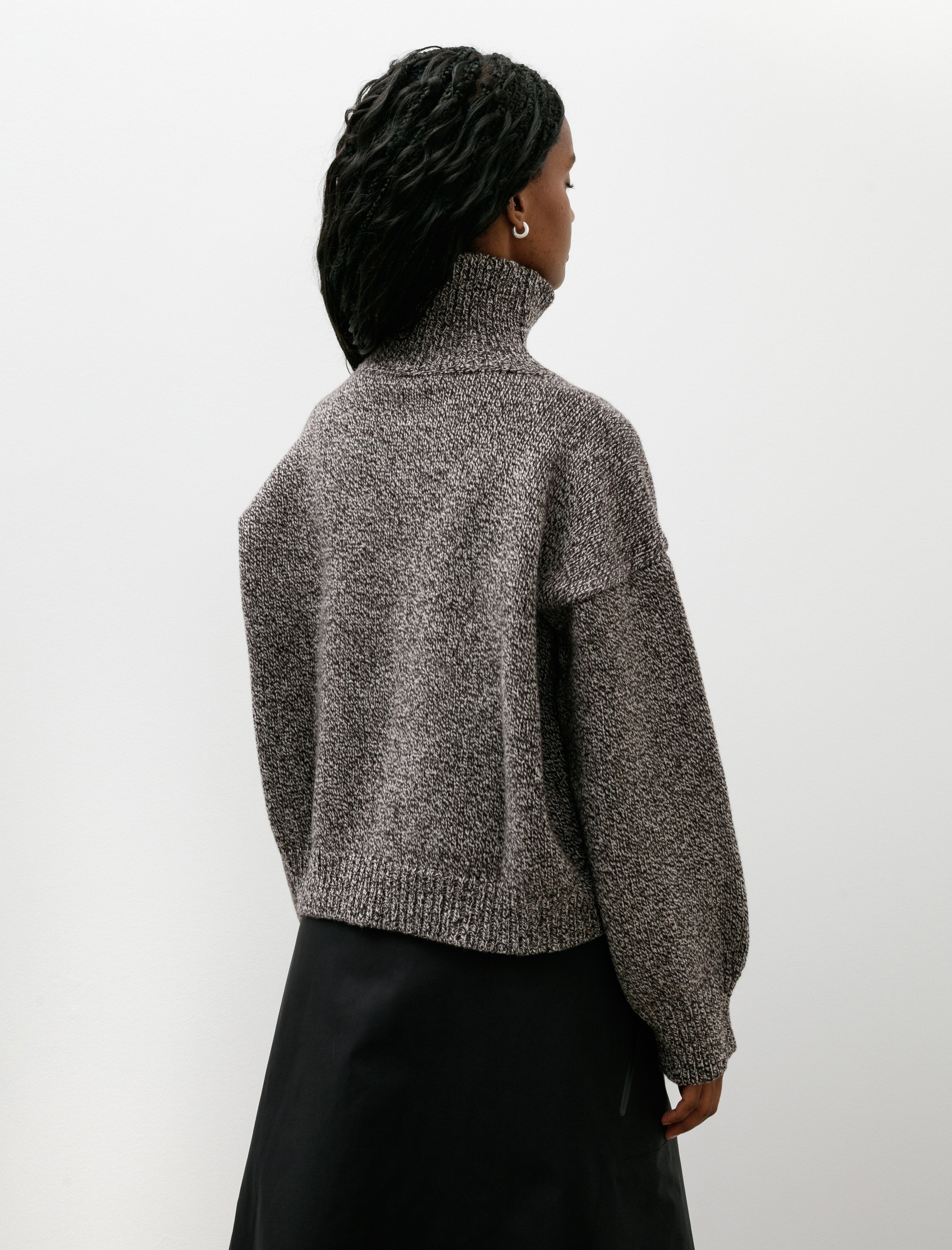 & Daughter Caragh Chunky Crop High Neck Dark Brown Marle