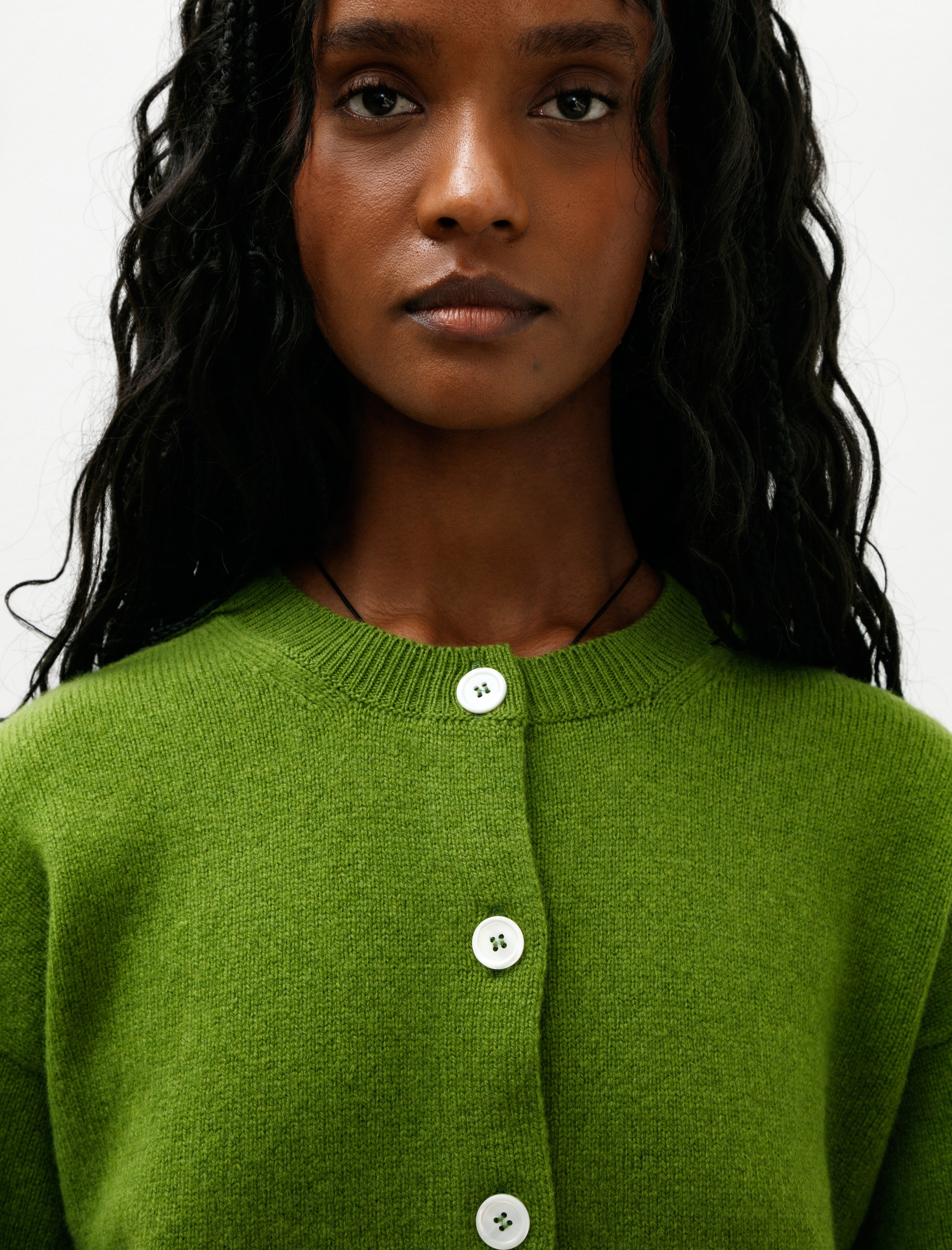 & Daughter Ada Crewneck Cardigan Pickle Green