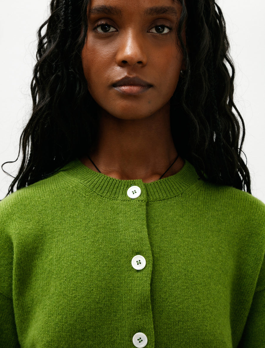 Ada Crewneck Cardigan Pickle Green - Image 3