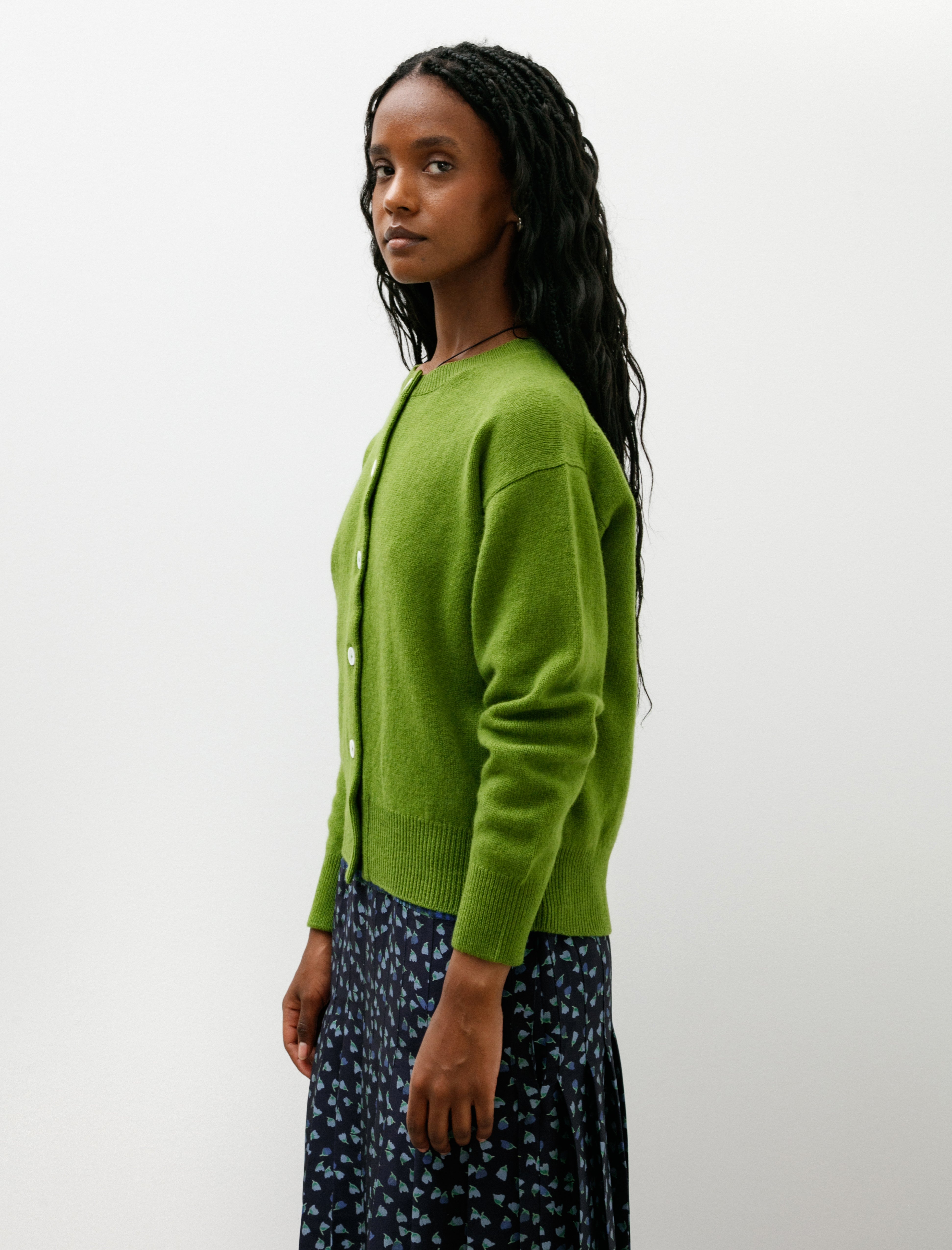 & Daughter Ada Crewneck Cardigan Pickle Green