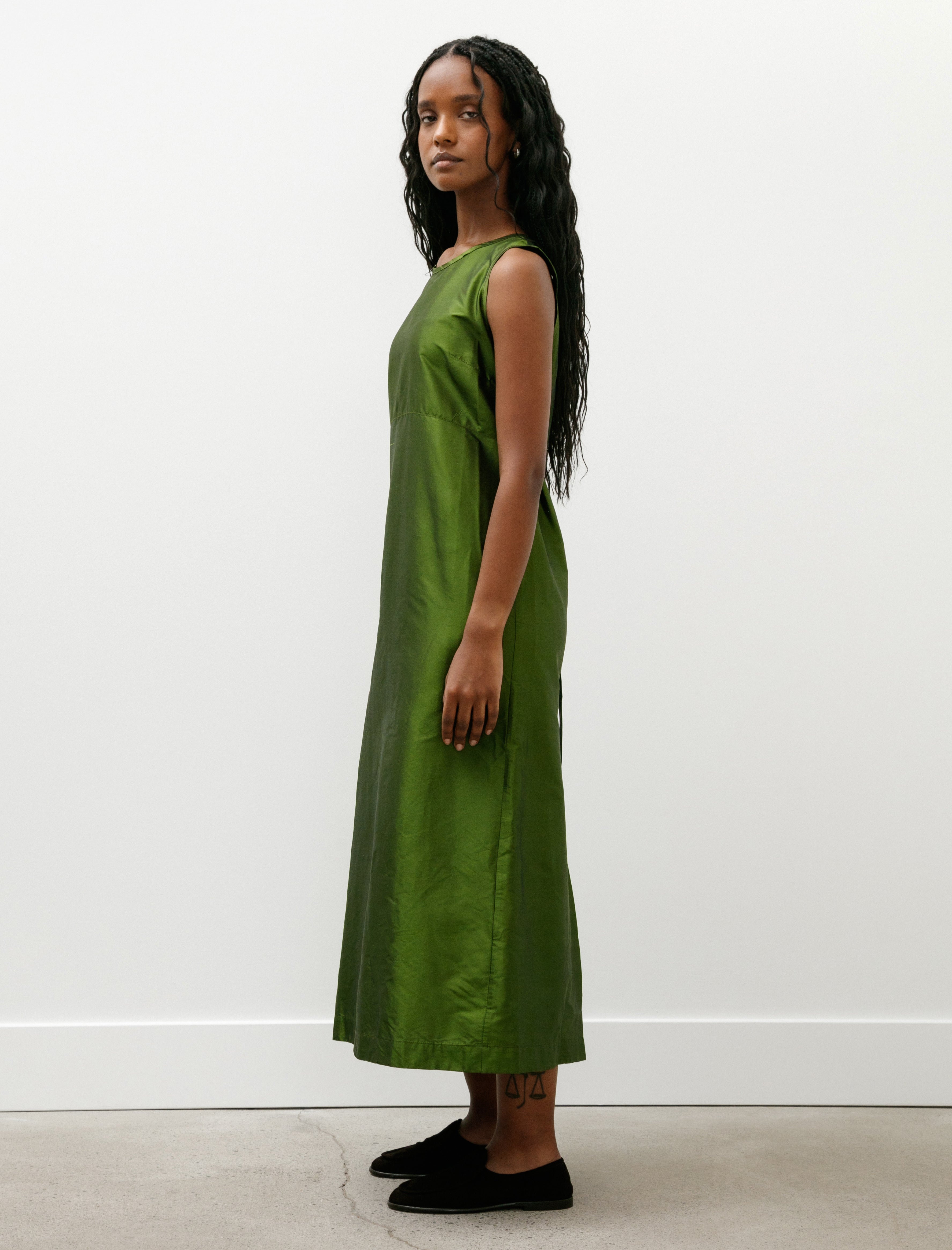 Cawley Silk Dupion Erika Dress Bottle Green