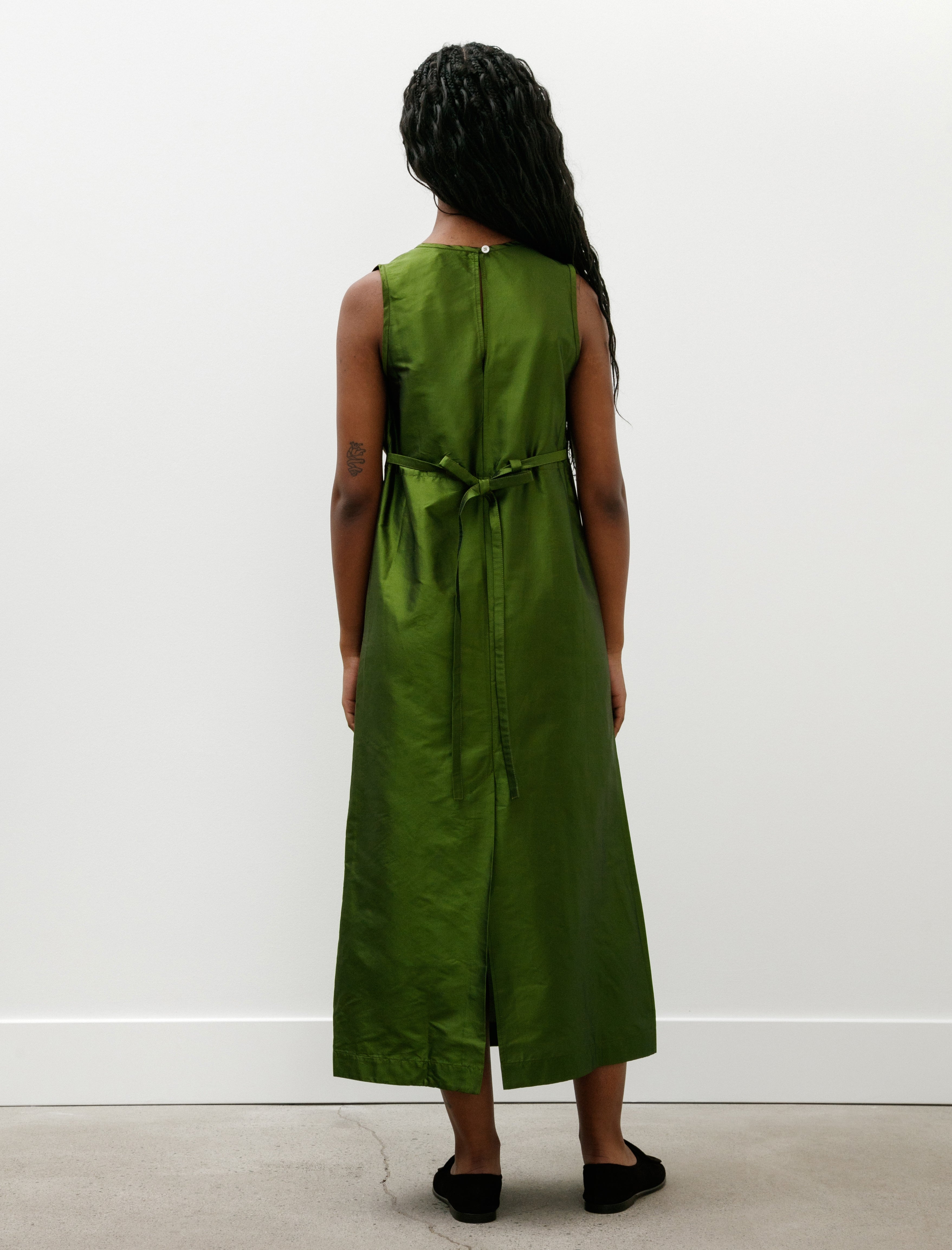 Cawley Silk Dupion Erika Dress Bottle Green
