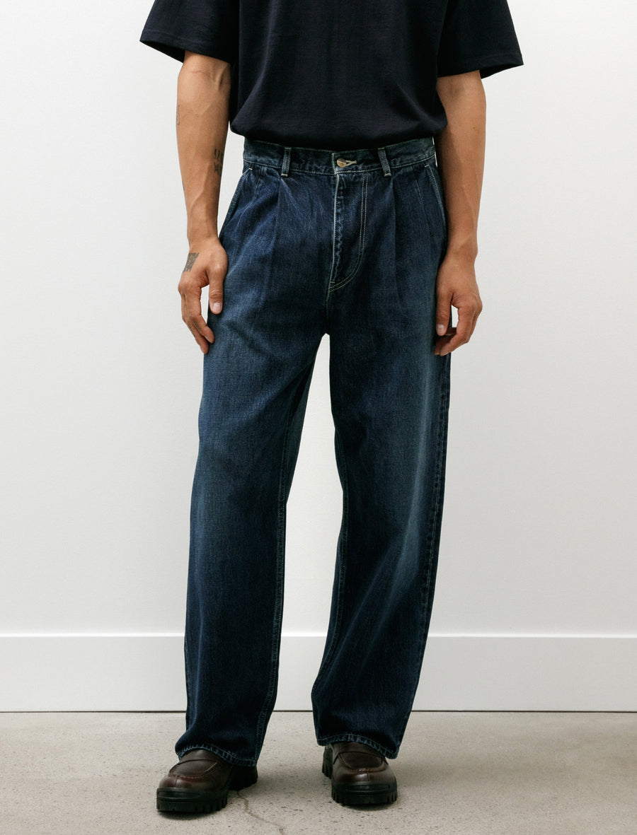 Selvage Denim Two Tuck Pants Indigo Dark Fade - Image 4