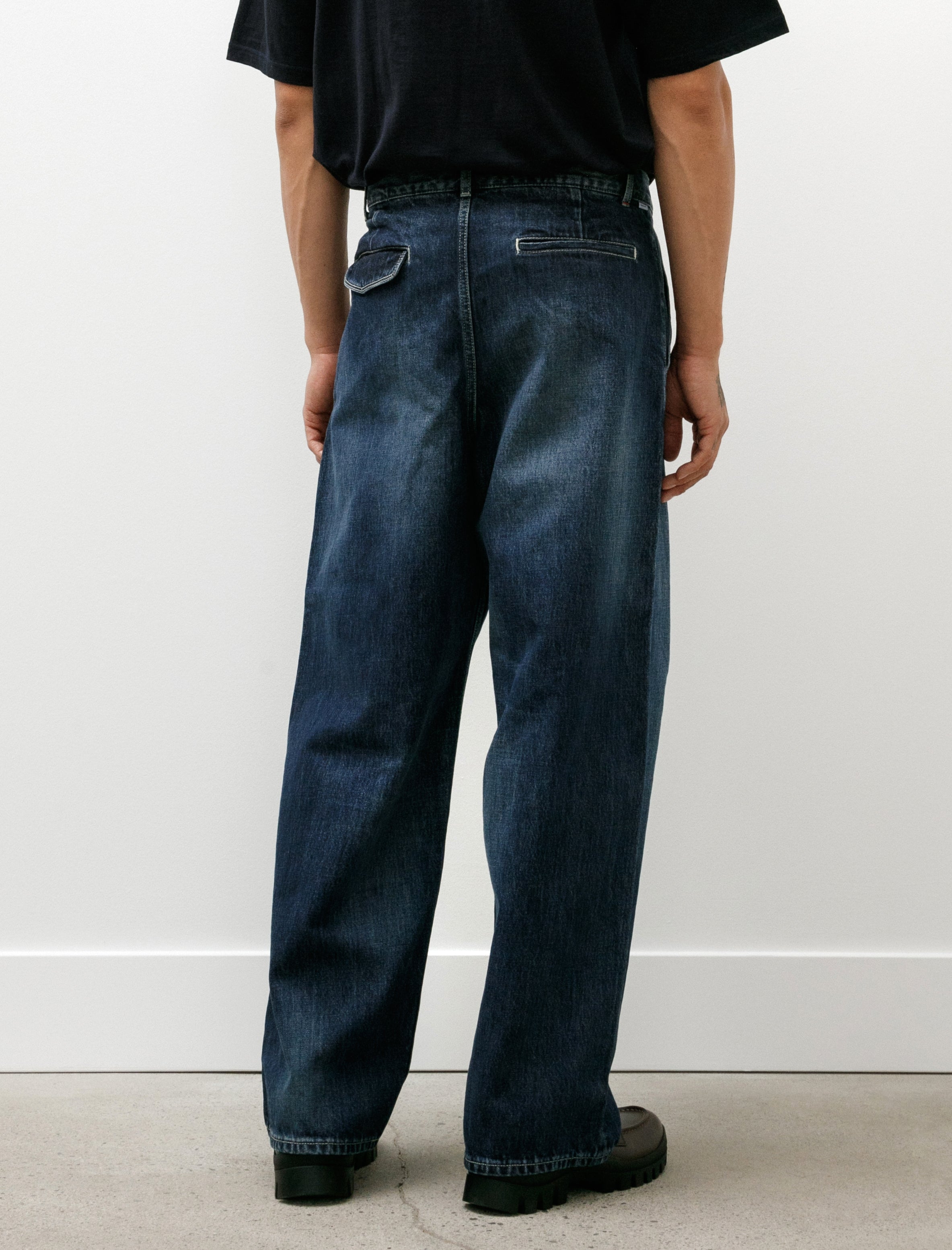 Graphpaper Selvage Denim Two Tuck Pants Indigo Dark Fade