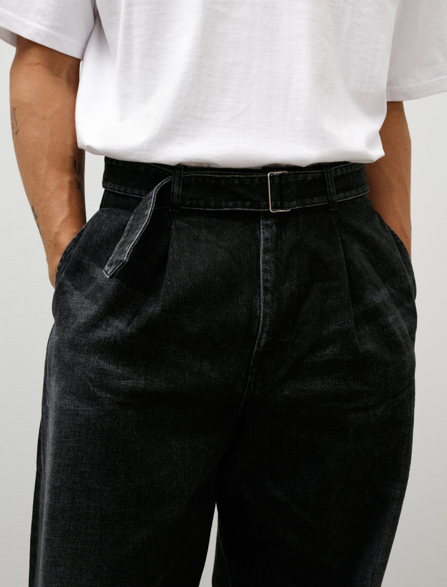 Selvage Denim Belted Pants Black Dark Fade - Image 7