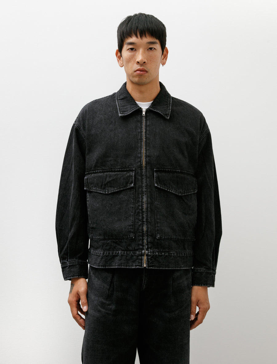 Selvage Denim Zip Jacket Black Dark Fade - Image 4