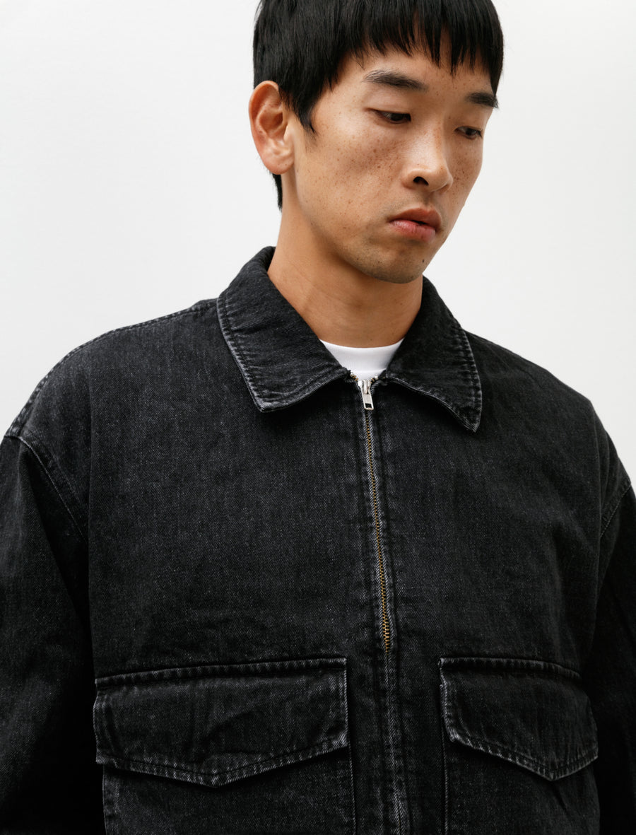 Selvage Denim Zip Jacket Black Dark Fade - Image 6