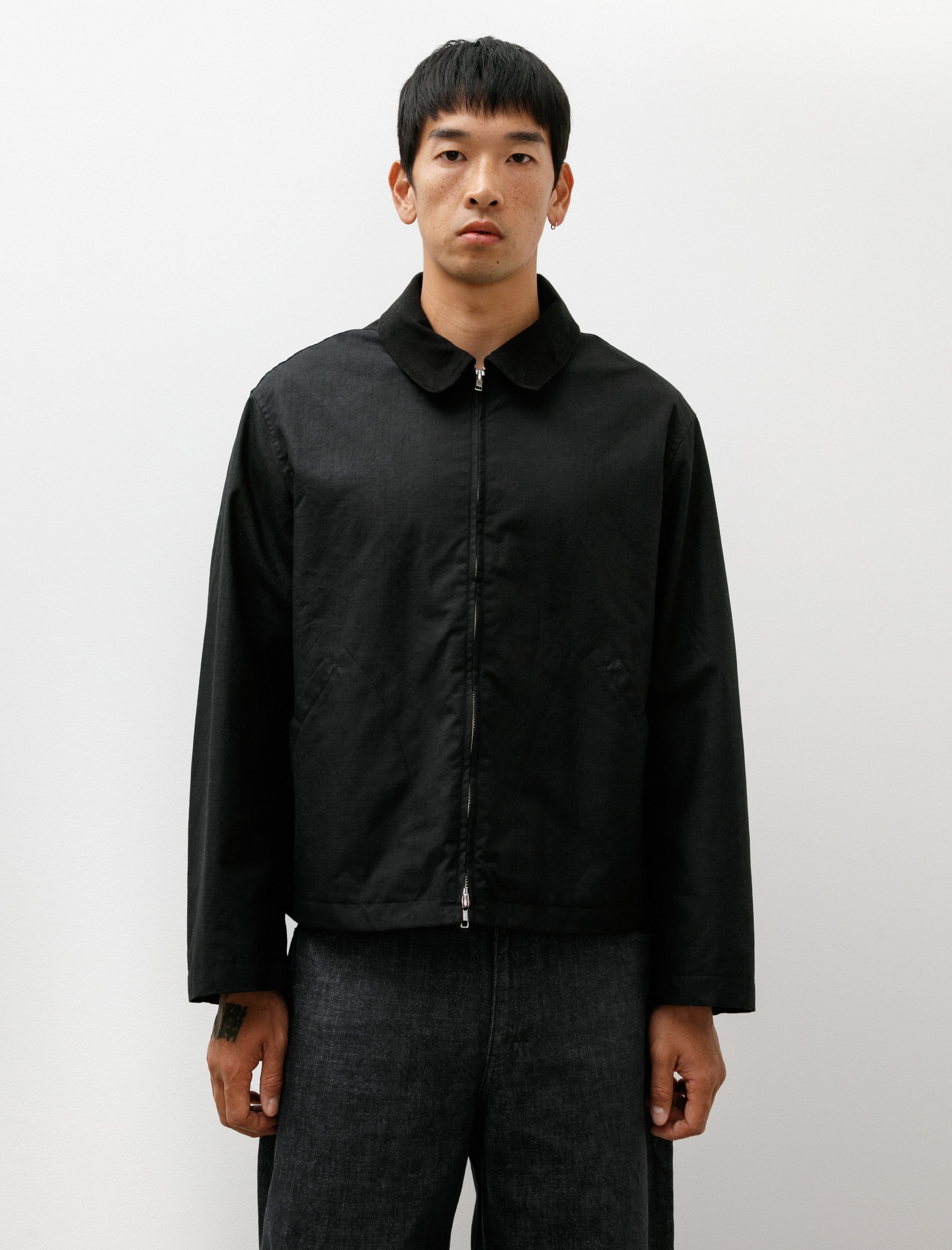 James Coward Site Jacket Black Waxed Organic Cotton Ripstop