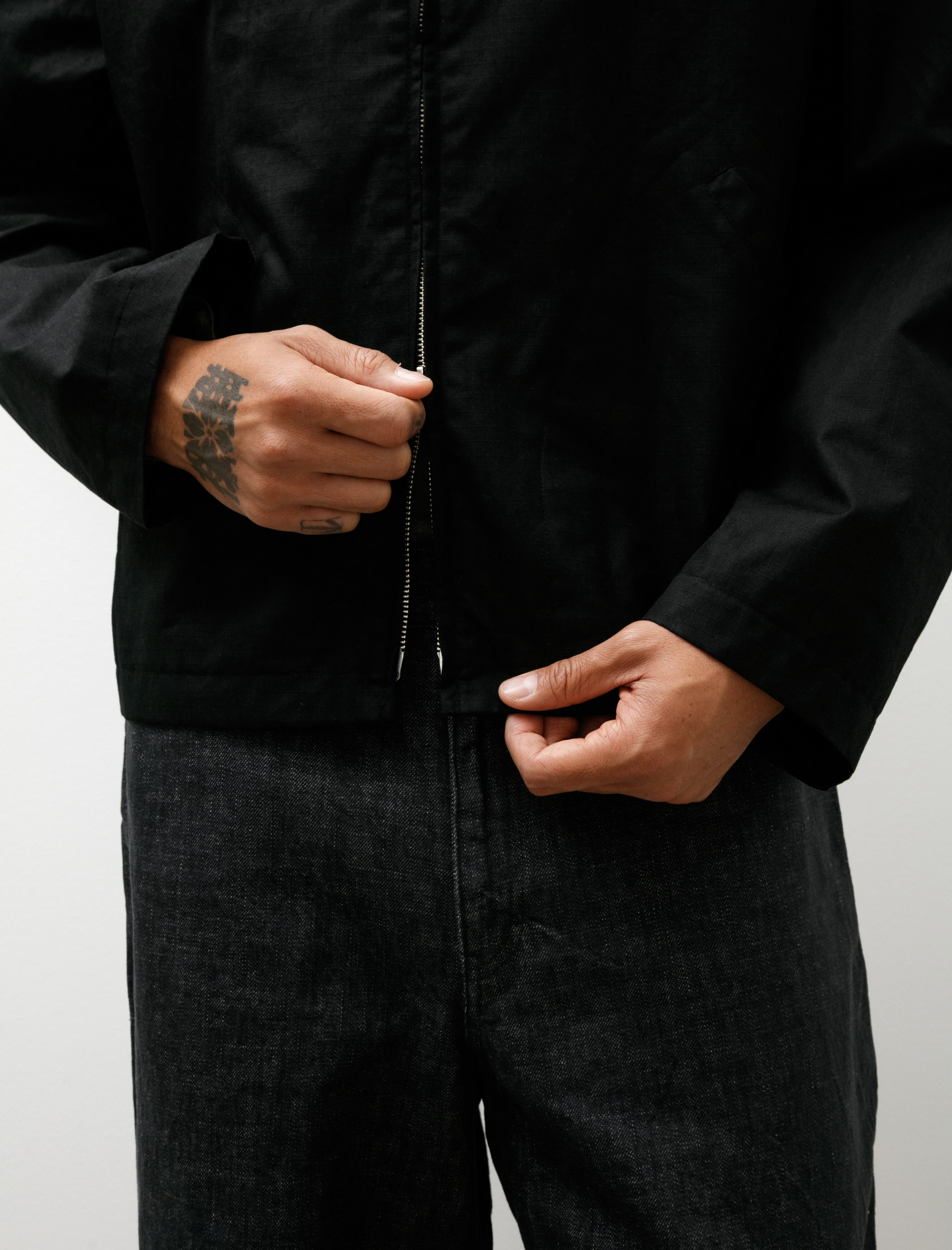 James Coward Site Jacket Black Waxed Organic Cotton Ripstop