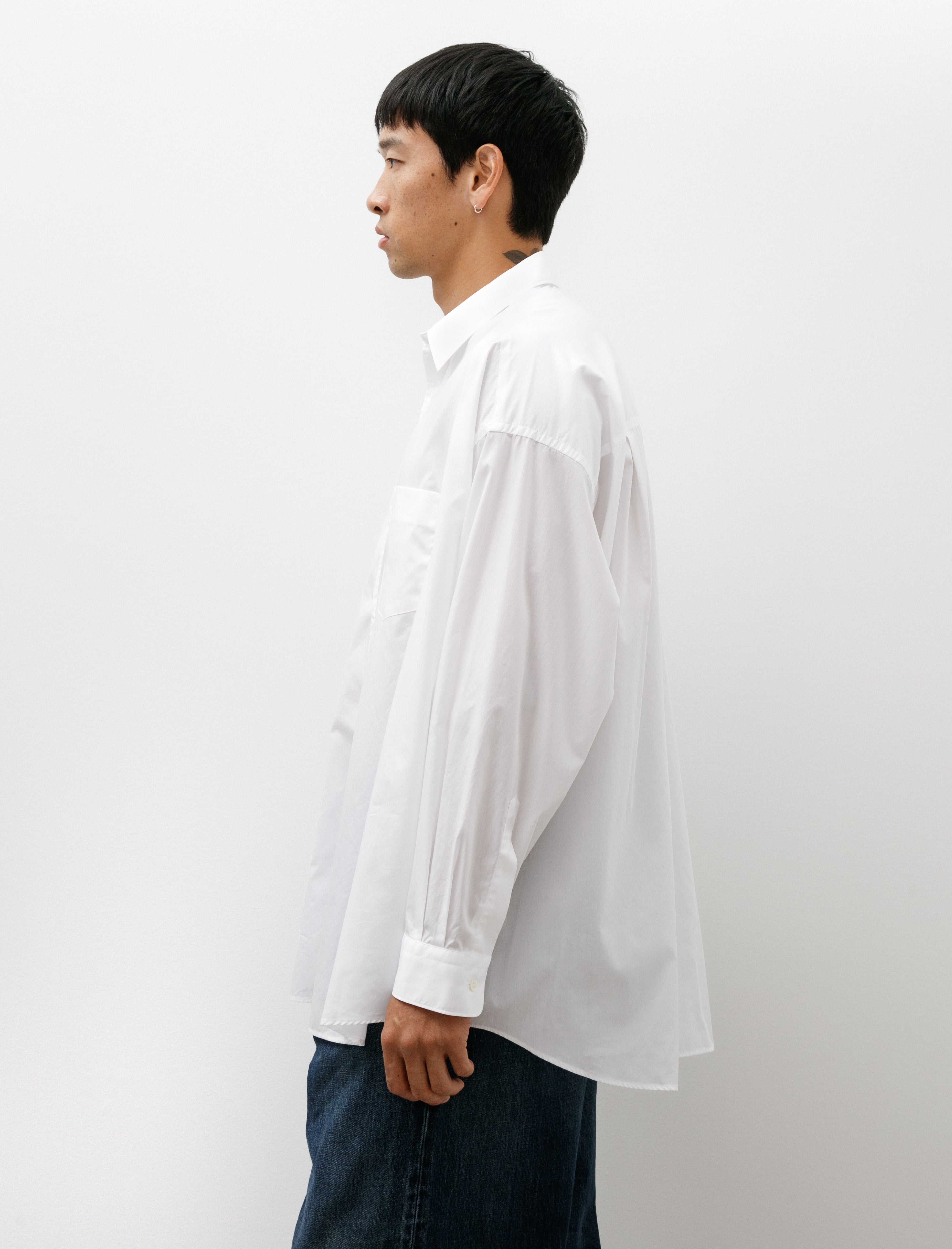 Graphpaper Broad L/S Oversized Regular Collar Shirt White