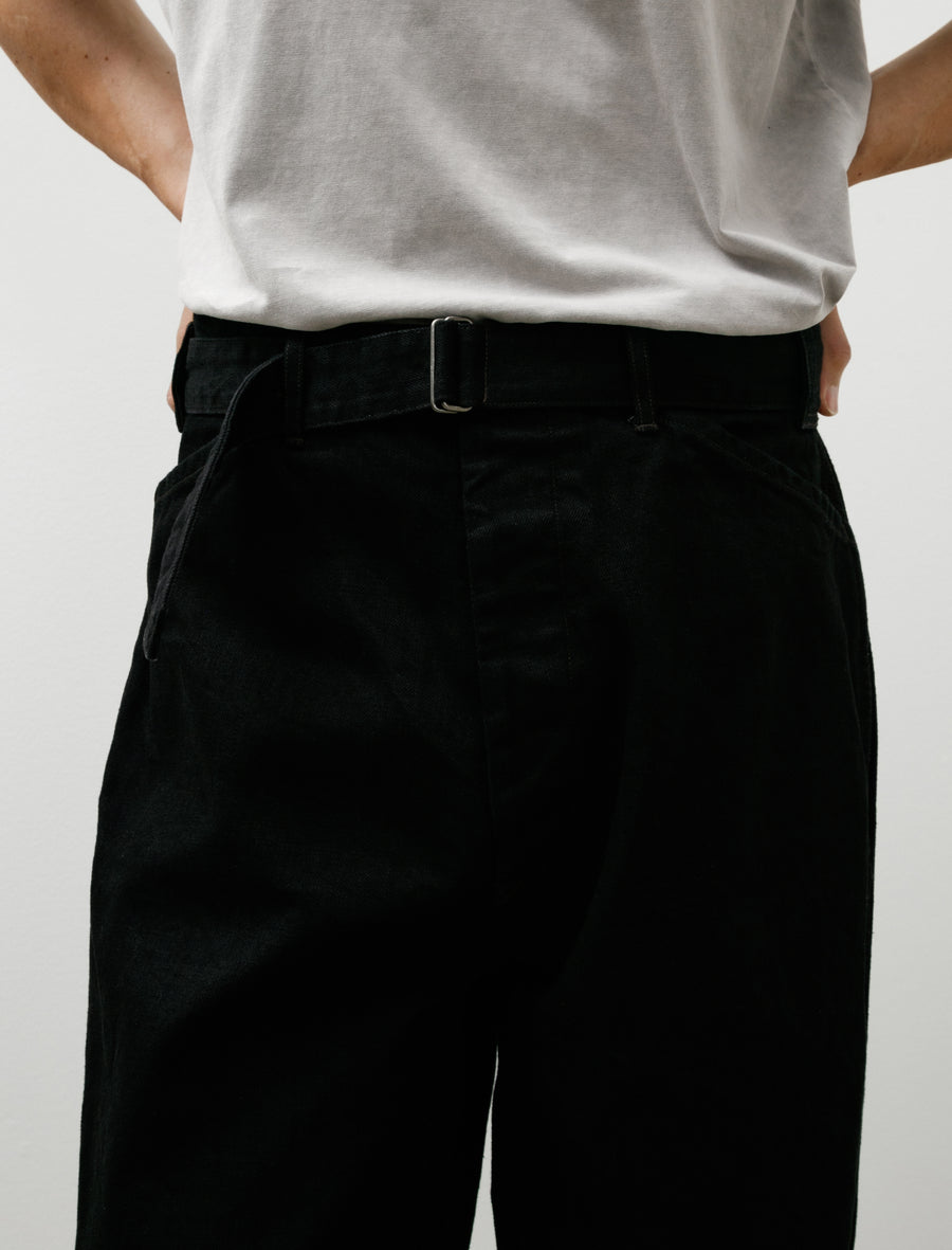 COMOLI BELTED PANTS ネイビー　4 Comoli Black Denim Belted Pants – Neighbour