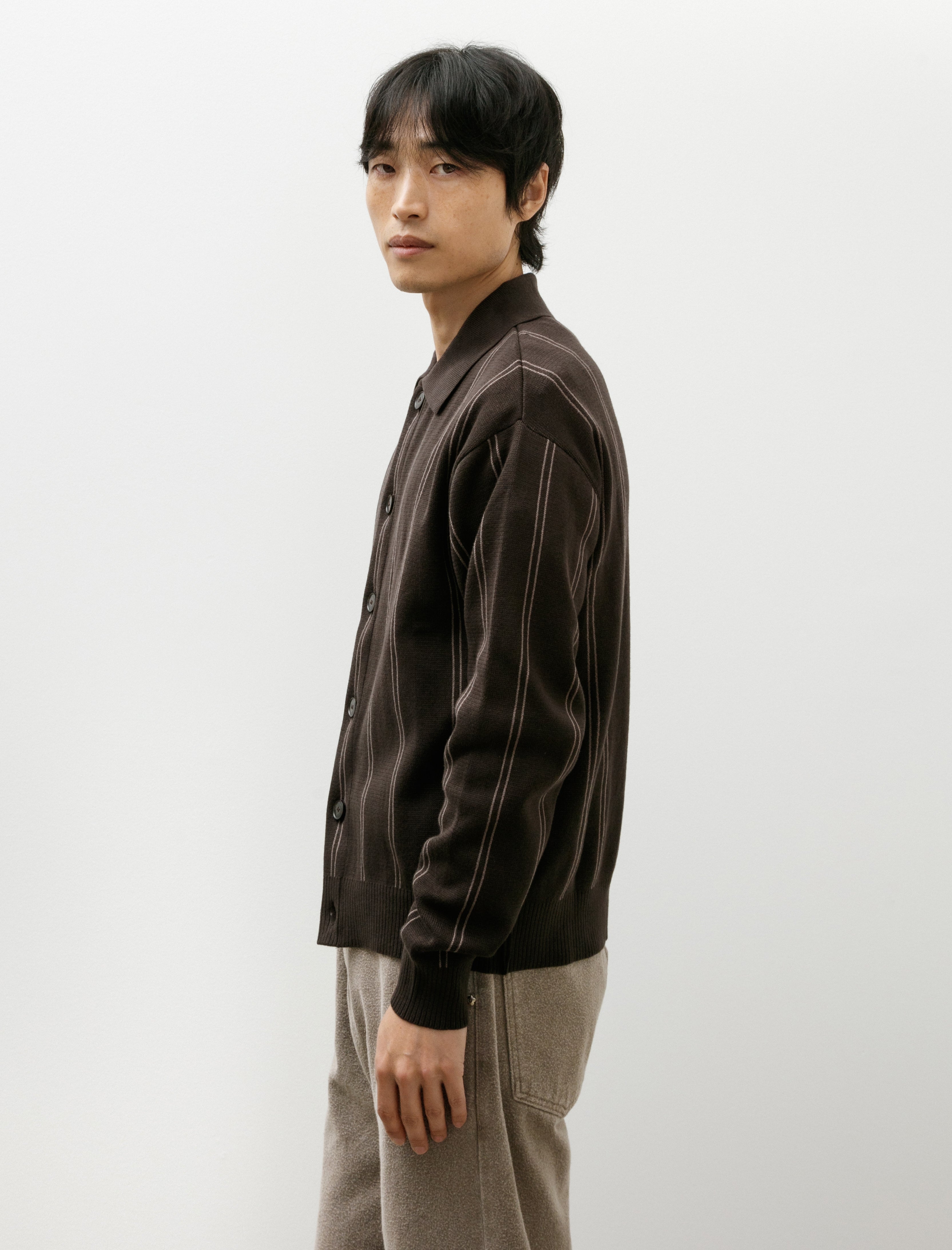 mfpen Formal Cardigan Biscuit Stripe