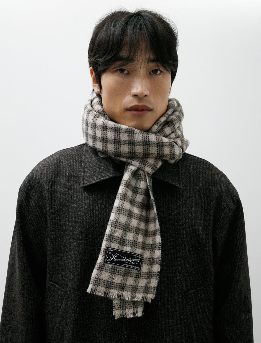 Wool Scarf Grey Double Faced Check - Image 1