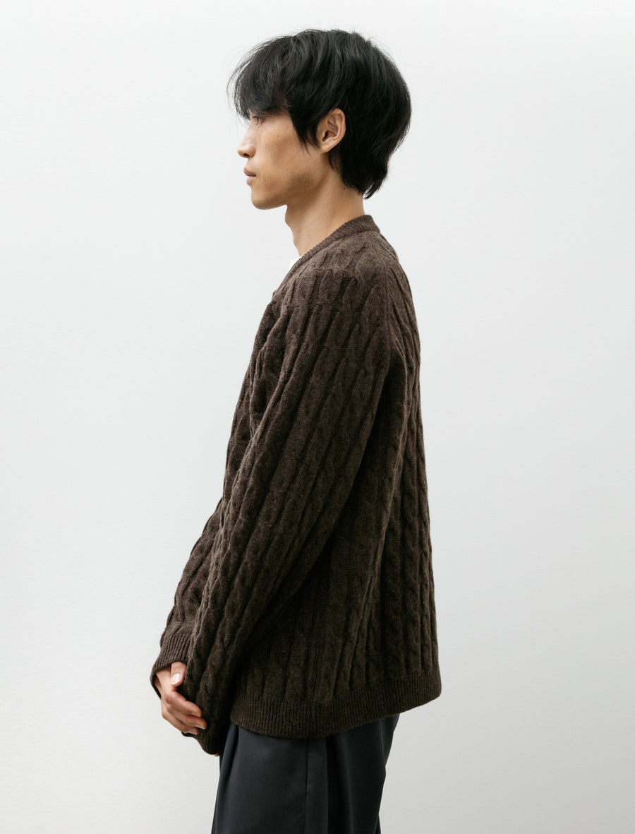 Editor Zip Sweater Brown Cable Knit - Image 3