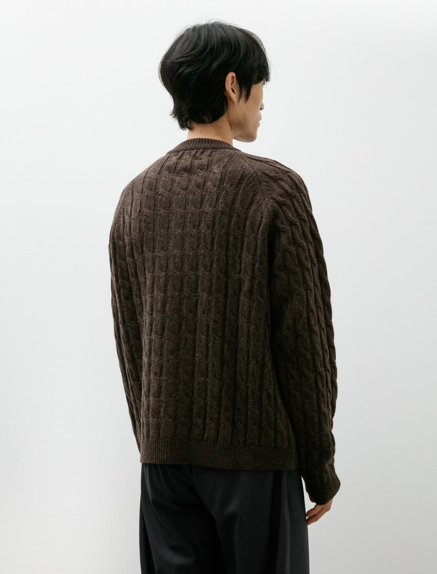 Editor Zip Sweater Brown Cable Knit - Image 2