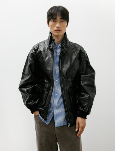 Lamb Leather Zip Blouson Black