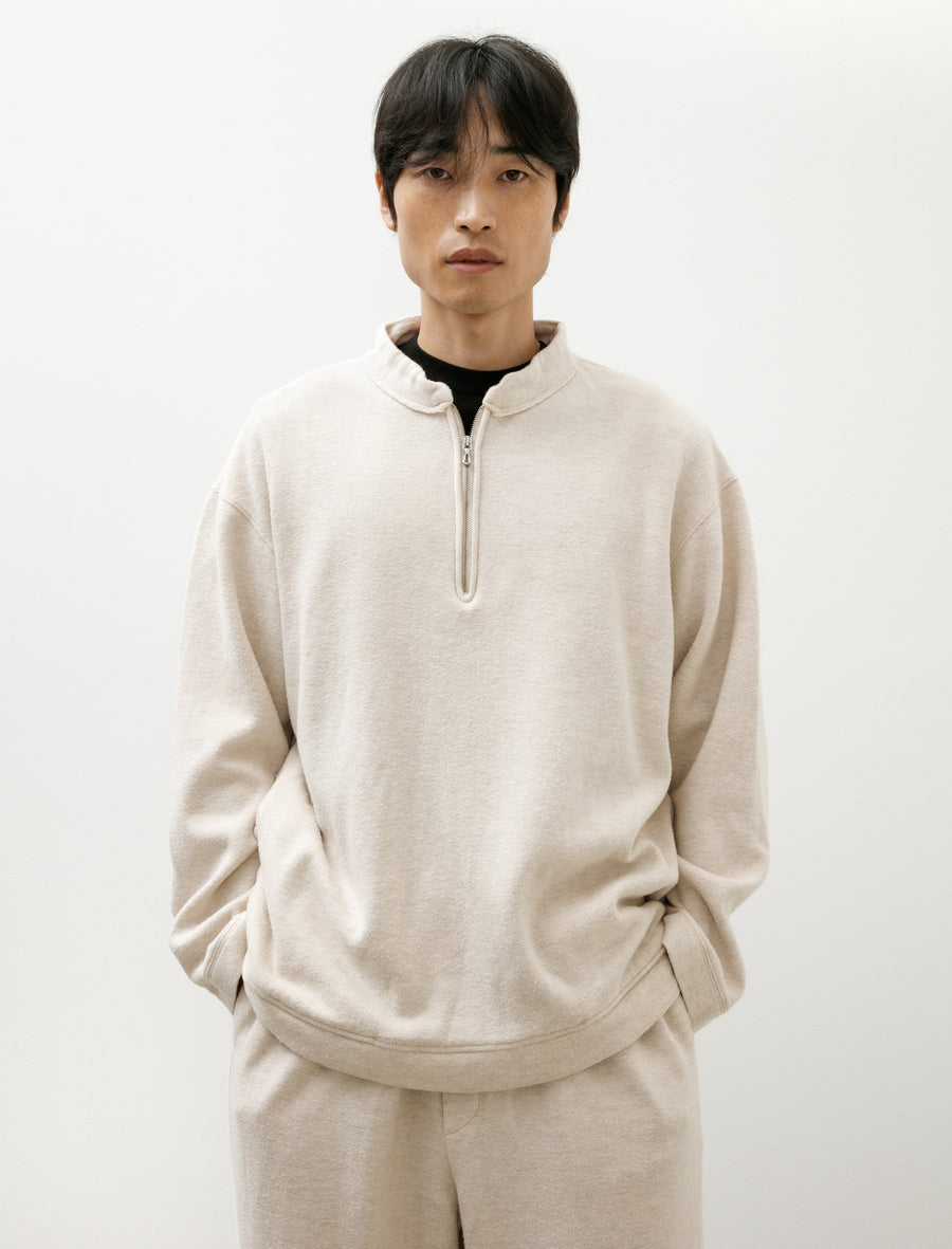 Quiet Storm Half Zip Sweat Ecru - Image 1