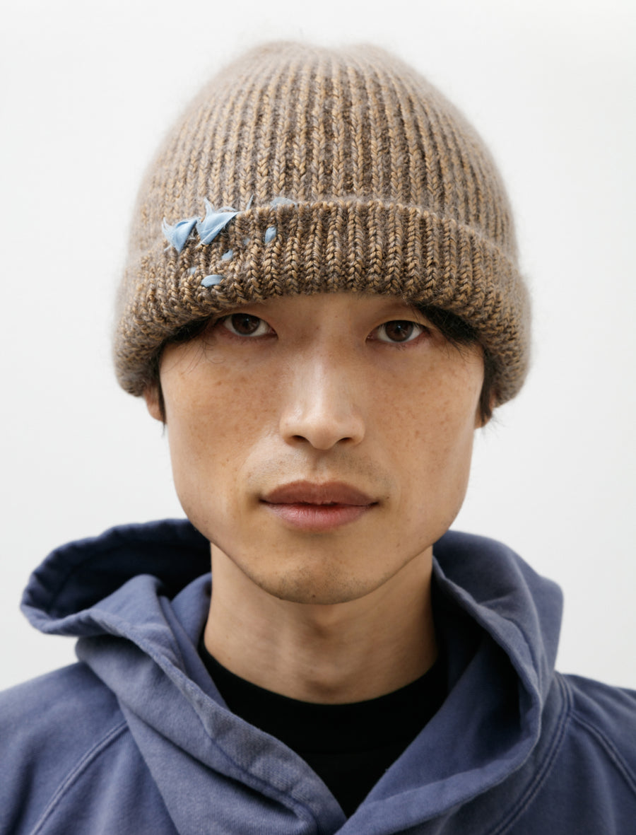 Silk Mohair Sparkle Beanie Tree Bark - Image 1